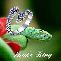 Creative Reptile Snake Fashion Exaggerated Opening Adjustable Snake Rings - £11.14 GBP