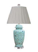 Beautiful Floral Bird Porcelain Temple Jar Table Lamp 31&quot; - £327.20 GBP
