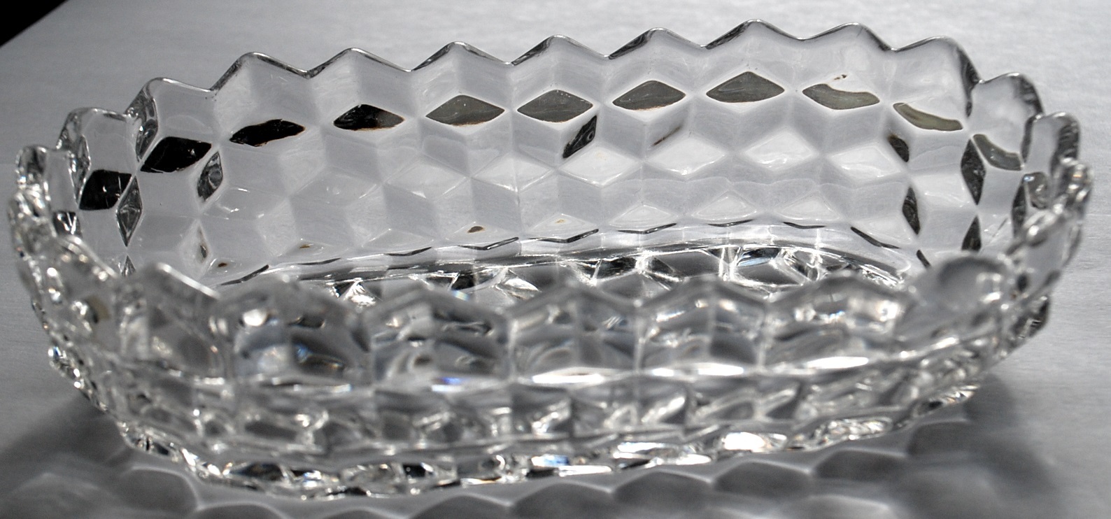 Fostoria American Clear Oval Olive Relish Dish Pressed Pattern Glass Cube Item image 2
