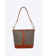 Houndstooth PU Leather Shoulder Bag - $33.74