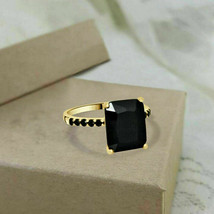 2Ct Smaragd Schliff Black Diamond Damen Verlobungsring 14K Gelbgold Finish - $88.16