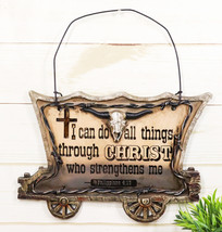Western Chuckwagon With Longhorn Cow Skull Barbed Wires Bible Verse Wall... - $25.99
