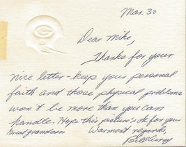 Bill Curry Signed Handwritten Letter Packers - £39.65 GBP