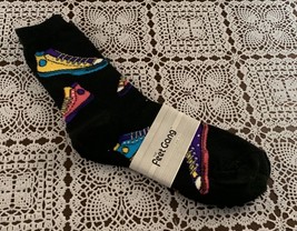 Feet Gang Crew Socks Size 9 to 11  Black Running Tennis Shoe Design Bran... - £9.54 GBP