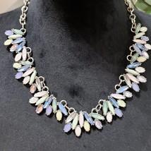 Women Fashion Multicolor Mixed Crystal Stones Collar Necklace with Lobster Clasp - £23.88 GBP