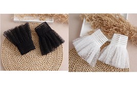 Off White, Black / Fake Lace Sleeve Cuffs / Lolita Fake Cuffs  / Removable Fake  - £9.13 GBP
