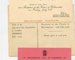 1924 American Bar Association London Palace of Westminster Invitation &amp; ... - $47.52