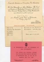 1924 American Bar Association London Palace of Westminster Invitation &amp; Card - £37.65 GBP