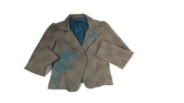 ARDEN B. Womens Cute Lil Short Vintage Jacket Brown Turquoise Plaid Size L LARGE - £14.88 GBP