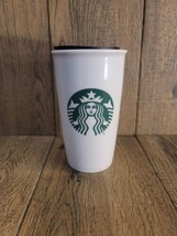 Starbucks Ceramic Tumbler White 12oz Double Wall 2016 Cup Mug Travel - £11.35 GBP