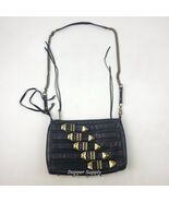 Rebecca Minkoff Black Leather Crossbody Bag 5 Buckle Straps 11x8" - $35.99