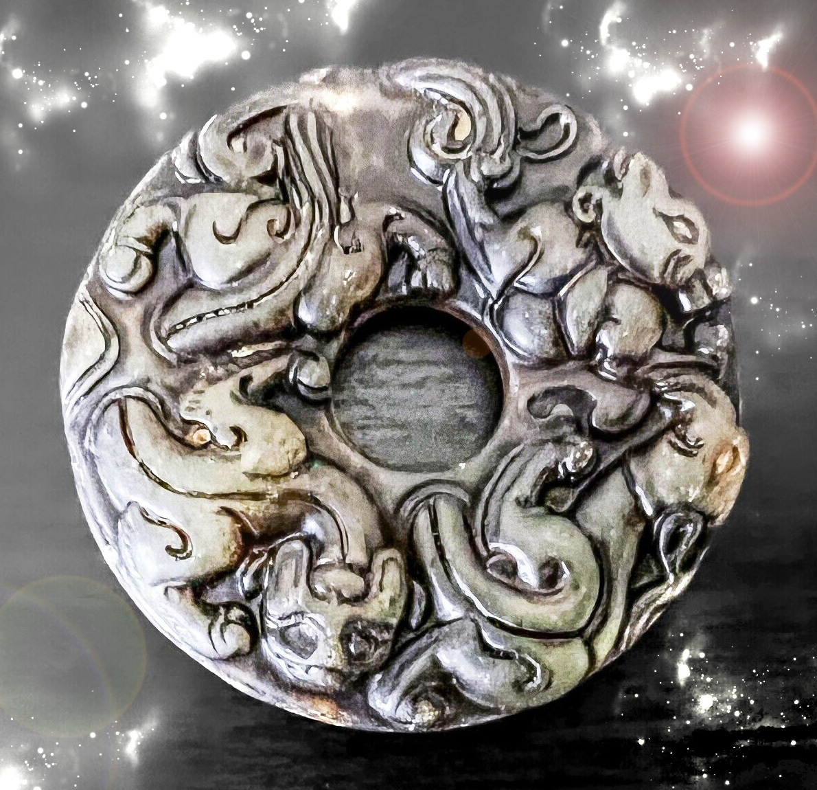 HAUNTED CARVED ASIAN DRAGON AMULET POWER MONEY PROTECTION MAGICK 7 SCHOLARS  - $86.33