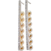Pearl Earrings Sterling Silver with Cubic Zirconia Post Stick Shape 4mm Cultured - £62.51 GBP