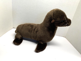 FAO Schwarz Brown Plush Stuffed Seal Toy Animal 2012 18 in L - £15.63 GBP