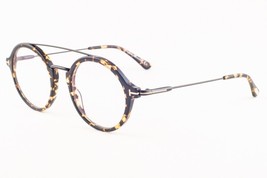 Tom Ford 5596-B 056 Dark Tortoise Blue Block Round Eyeglasses TF5596-B 056 49mm - £204.27 GBP