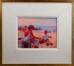 Monique Sakellarios Impressionist New Hampshire Beach Oil on Board - $549.45