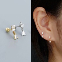 Teardrop Diamond Earrings For Women Dainty CZ Diamond Stud Earrings Fine Jewelry - £9.27 GBP
