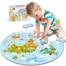 Floor Puzzles For Kids Ages 3-5 4-8, Toddlers Wooden Jigsaw Puzzles, Rou... - $40.99