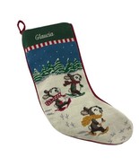 Lands End Christmas Stocking Needlepoint Bunny Rabbit Snowshoe GLAUCIA M... - $54.86 CAD
