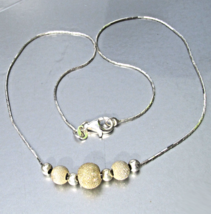 Vintage ITALY Sterling Silver 3 Textured Vermeil Bead Necklace - $27.71