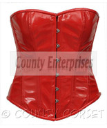 Overbust Full Steel Boned Spiral Victorian Gothic Fetish Red PVC Vinyl C... - $59.98