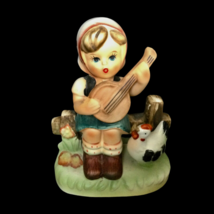 Vintage Napcoware Girl Playing Mandolin Porcelain Figurine Japan Numbered - £17.69 GBP