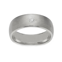 Diamond wedding band ring 14 k white gold half dome brushed finished on top 8mm - £628.23 GBP+