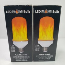 2 EZ Illuminations LED Flame Light Bulb Tube Style Domed Top Flaming Fire 1.5W - £12.74 GBP