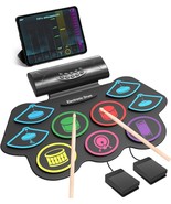 Momkhx Electronic Drum Set, 9 Pads Roll-Up Drum Practice Drum Pad Kit, C... - $90.94