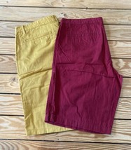 Giordano Lot Of 2 Men’s Slim Bermuda shorts Size 34 Red yellow T8 - $28.71