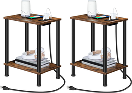 Side Table with Charging Station, Set of 2 End Tables with USB Port and ... - $72.50