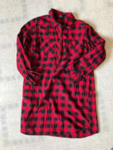 Eddie Bauer Red Black Plaid Check Shirt Dress Tunic Womens Size 16 Pockets!! - £21.87 GBP