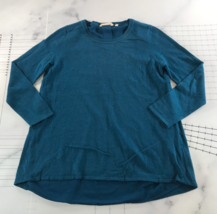 Soft Surroundings Sweater Womens Large Blue Open Back Sheer Panel Wool Blend - £22.58 GBP