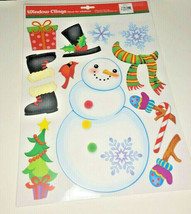 Christmas Snowman Snowflakes Window Clings Sticks to Windows Fridge Glass 12 PC - £10.86 GBP