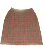 Vintage Skirt Wool Blend Red Tan Plaid A-Line Size 10 29&quot; waist preppy - £10.05 GBP