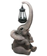 Ebros Elephant Pachyderm Safari Figurine W/ Solar LED Light Lantern 16.25"H - $74.99