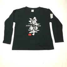 Attack on Titan Anime Tee T Shirt Mens L Black Long Sleeve Crew Neck Japanese - £29.98 GBP