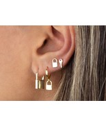 14K Gold Locket Earrings, Kawaii Earrings, Lock Earrings, Locket Earring... - £15.70 GBP
