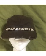 Jeweled Fashion Black Breton Hat Cap One Adjustable - £11.53 GBP