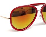 Red &amp; Gold Outdoorsman Aviator Sunglasses Fire Yellow Iridium Mirror Lenses - $12.69