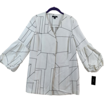 Alfani by Macy’s Womans Blazer Medium White with Black Abstract Lines Li... - £26.62 GBP