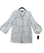 Alfani by Macy’s Womans Blazer Medium White with Black Abstract Lines Li... - $34.58