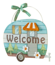 Happy Camper Welcome Retro Trailer Garden Wall Hanging Yard Stake Sign G... - $14.40