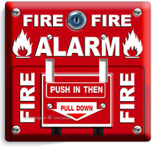 Fire Alarm Pull Down And Push Light Double Switch Wall Plate Cover Room Hd Decor - £12.50 GBP