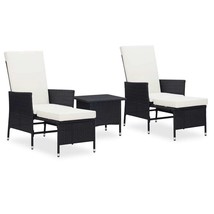  Garden Lounge Set Black PE rattan Foldable Garden Lounge Set - $442.99