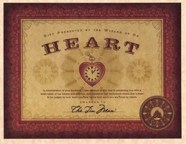 Wizard Of Oz The Emerald City Certification Of Heart Tin Man Prop/Replica - $3.05