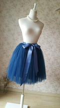 Navy Blue Knee Length Tulle Skirt Custom Plus Size Tulle Ballerina Skirt image 5