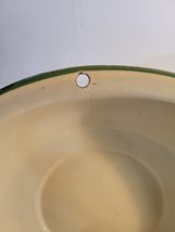 Vintage Enamel Basin Bowl 13" Cream with Green Trim image 6