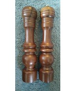 Mid-century Modern Pepper Mill and Salt Shaker Set Solid Wood 12” Vintage - £23.72 GBP