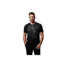 Mens PLATINI Sports Shirt With Rhine Stones Lion Medallion Chain SS3612 Black image 4